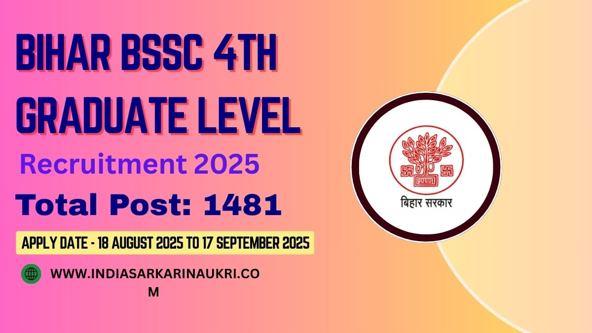 Bihar BSSC 4th Graduate Level Recruitment 2025 Apply Online for 1481 Posts